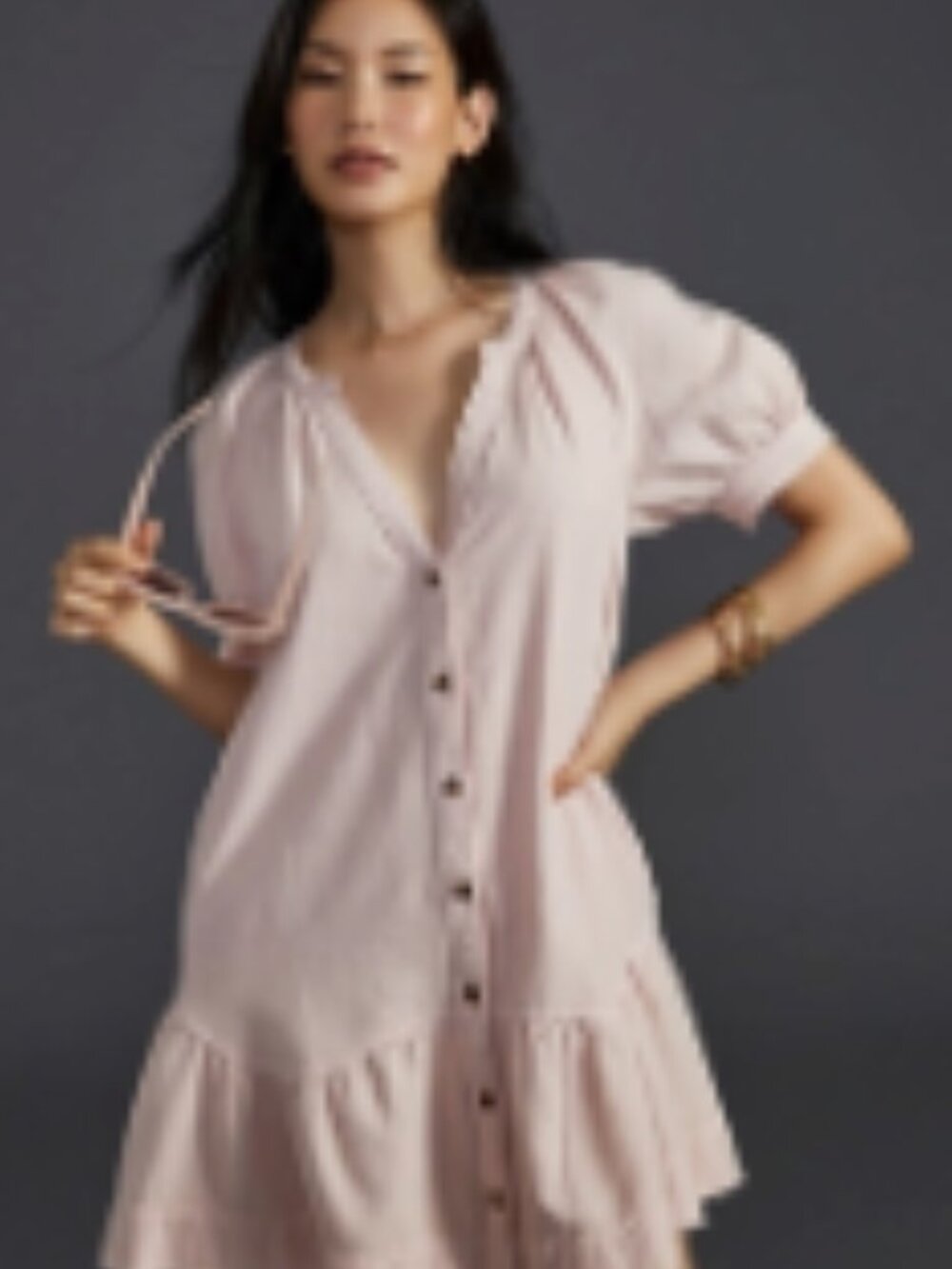 Pilcro Blush Pink Mini Dress with Button Front - Picture 4 of 4